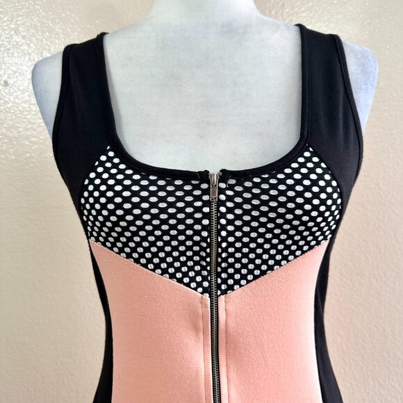 Hottie Vintage Y2K Bodycon Full Zip Peach Dress - Picture 2 of 5